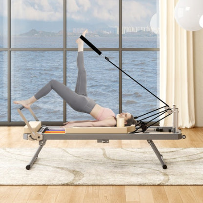 US Local Pilates Reformer Machine For Home Gym Workout, Foldable Pilates Equipment With High Strength Alloy Springs For Beginners, Up To 330lbs