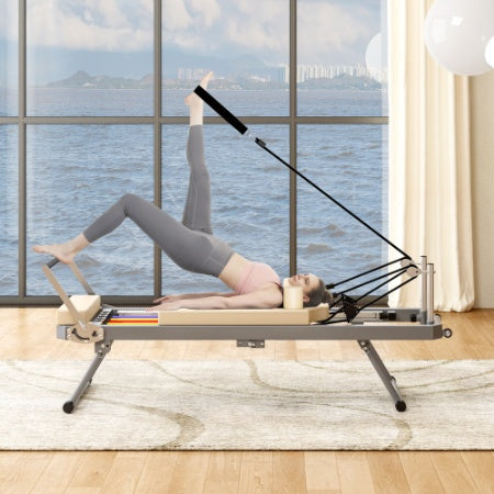 US Local Pilates Reformer Machine For Home Gym Workout, Foldable Pilates Equipment With High Strength Alloy Springs For Beginners, Up To 330lbs