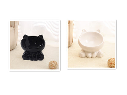 US Local Ceramic Cat Bowl Cat Bowl Cat Food Bowl Neck Guard Oblique Mouth Dog Bowl Pet Bowl