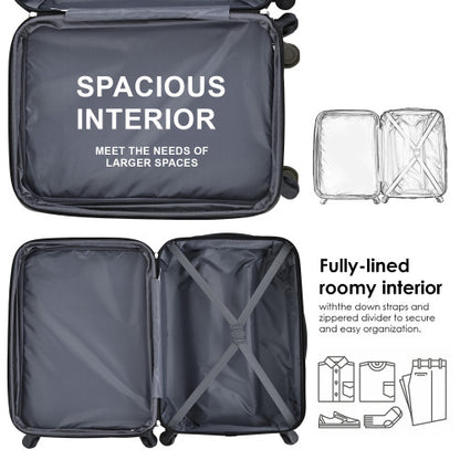 UK Local ABS Hard Shell Travel Trolley Suitcase 4 Wheel Luggage Set Hand Luggage, 24