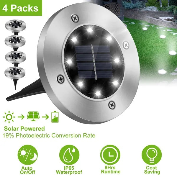 US Local 4Pcs Solar Powered Ground Light Outdoor IP65 Waterproof Buried