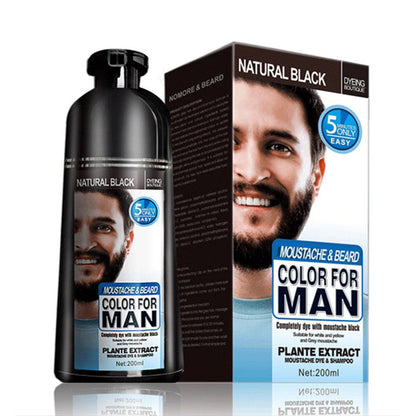 US Local Beard Hair Color Shampoo For Men,Natural Permanent Beard DyeShampoo, Colors Hair In Minutes Long Lasting, 200ml, Black Hair DyeHaircare