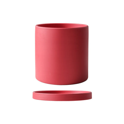 Ceramic Flowerpot With Straight Tube And Tray