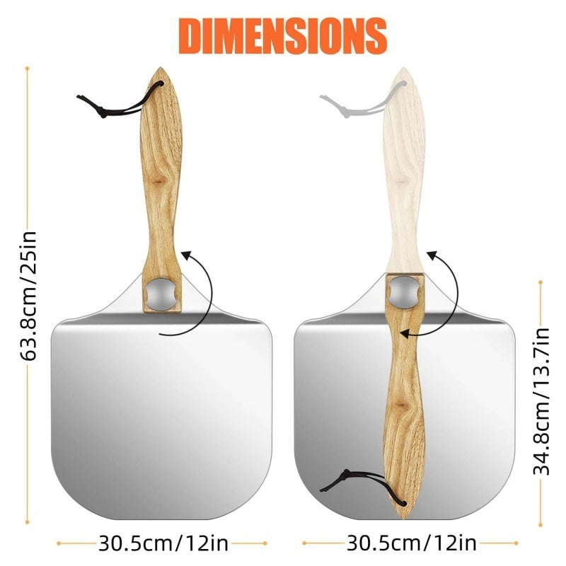 UK Local 12 Inch Pizza Peel Oven Aluminium Foldable Wood Handle And Pizza Paddle