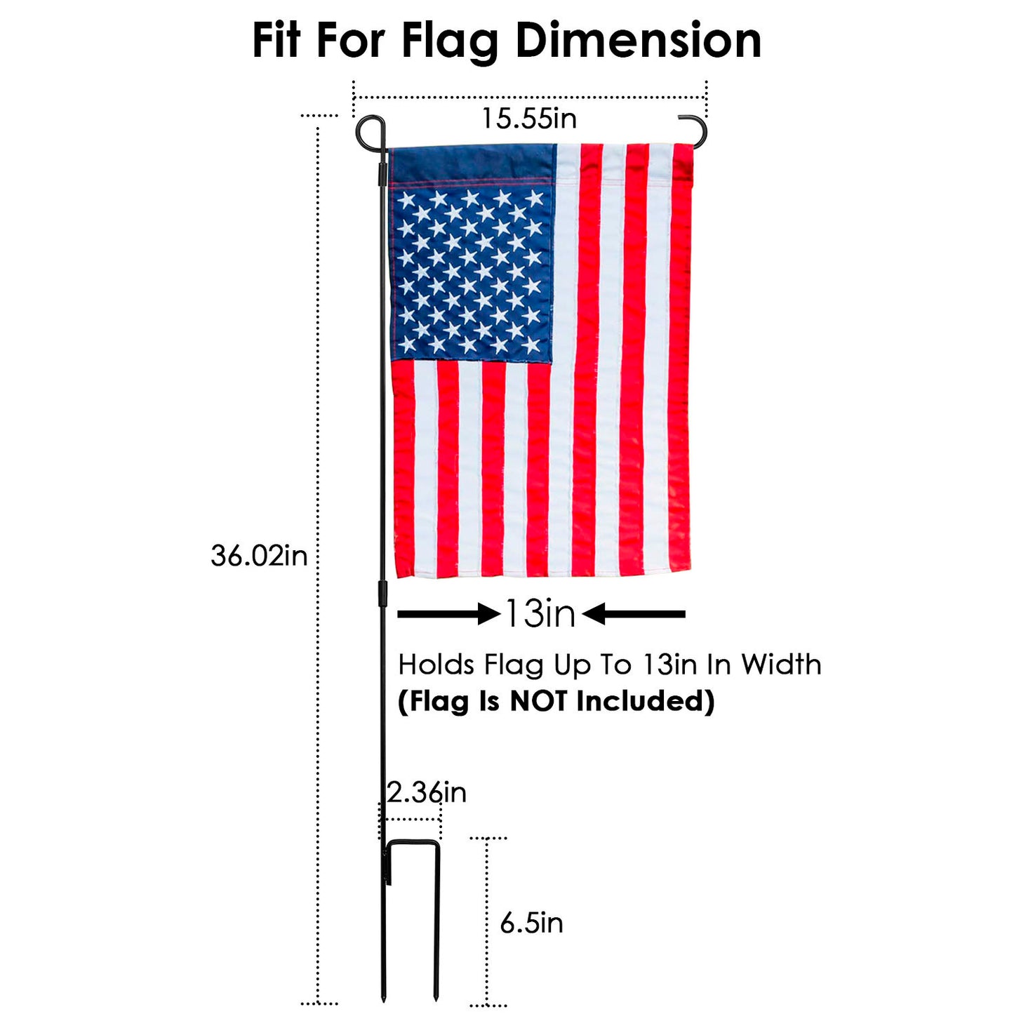 1Pc Garden Flag Stand Flagpole Weatherproof Wrought Iron Coated Yard Flag Holder For Yard Flag Party Banner Fits 11.8x17.7in Flag For Christmas Halloween Outdoor Decoration