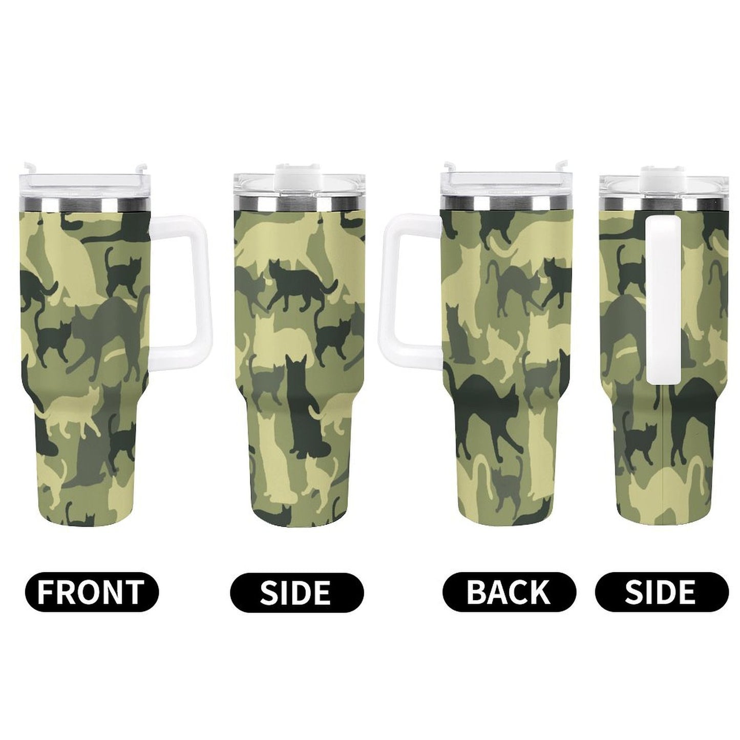 PHDT00381 POD US Local Tumbler 40 oz Large Capacity Car Cup Green Camouflage, Cat