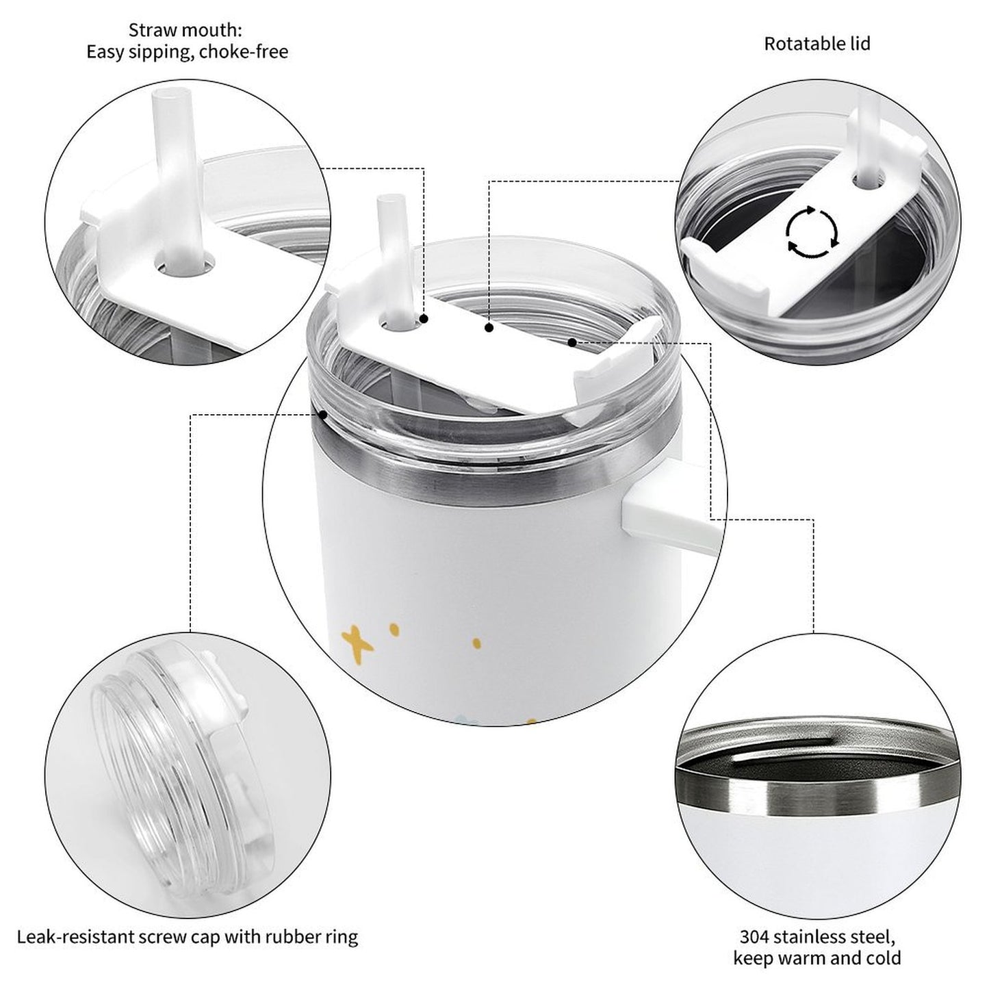 PHDT00152 POD US Local Tumbler 40 oz Large Capacity Car Cup Christmas Santa Claus Gift Star