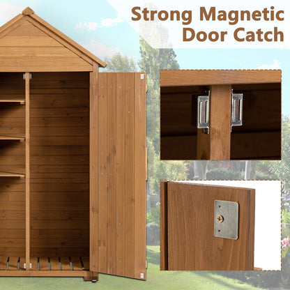 US Local Outdoor Storage Cabinet - Garden Tool Shed, Wooden Closet With Shelves & Latch