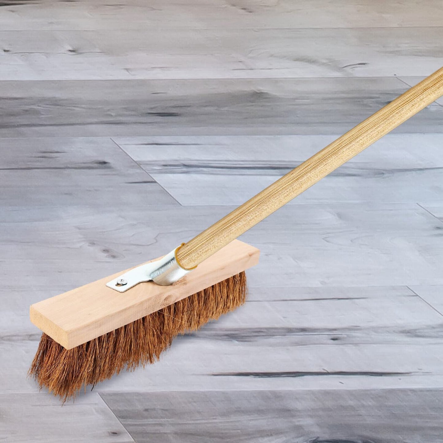 UK Local Stiff Garden Wire Broom Head Handle Heavy Duty Large Outdoor Sweeping Yard Brush