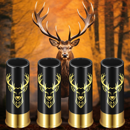 US Local 4 Deer Heads 1.5 Ounces - Reusable High-quality Plastic Bullet Cup, Suitable For Whiskey, Cocktails, And Wine, Perfect For Bars, Parties, And Gifts