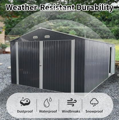 US Local Spacious Outdoor Storage Shed This 13  20FT Outdoor Storage Shed Offers A Generous 250 Square Feet Of Floor Space, Perfect For Storing Trucks, Cars, Large Tools, And Lawn Equipment. With Double Front
