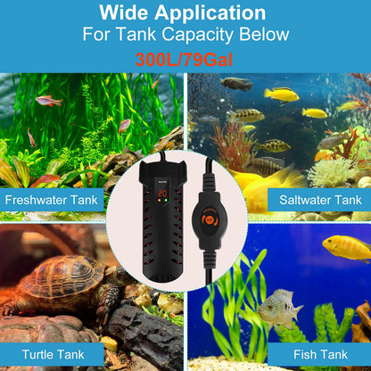 US Local 500W Submersible Aquarium Heater Temperature Adjustable External Controller 79Gal Fish Tank Heater Aquarium Thermostat Heater For Freshwater Saltwater
