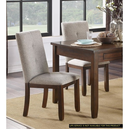 US Local Chenille Upholstered Chairs Set Of 2 Dark Cherry Finish Wood Frame Tufted Back Dining Chairs For Kitchen Funiture