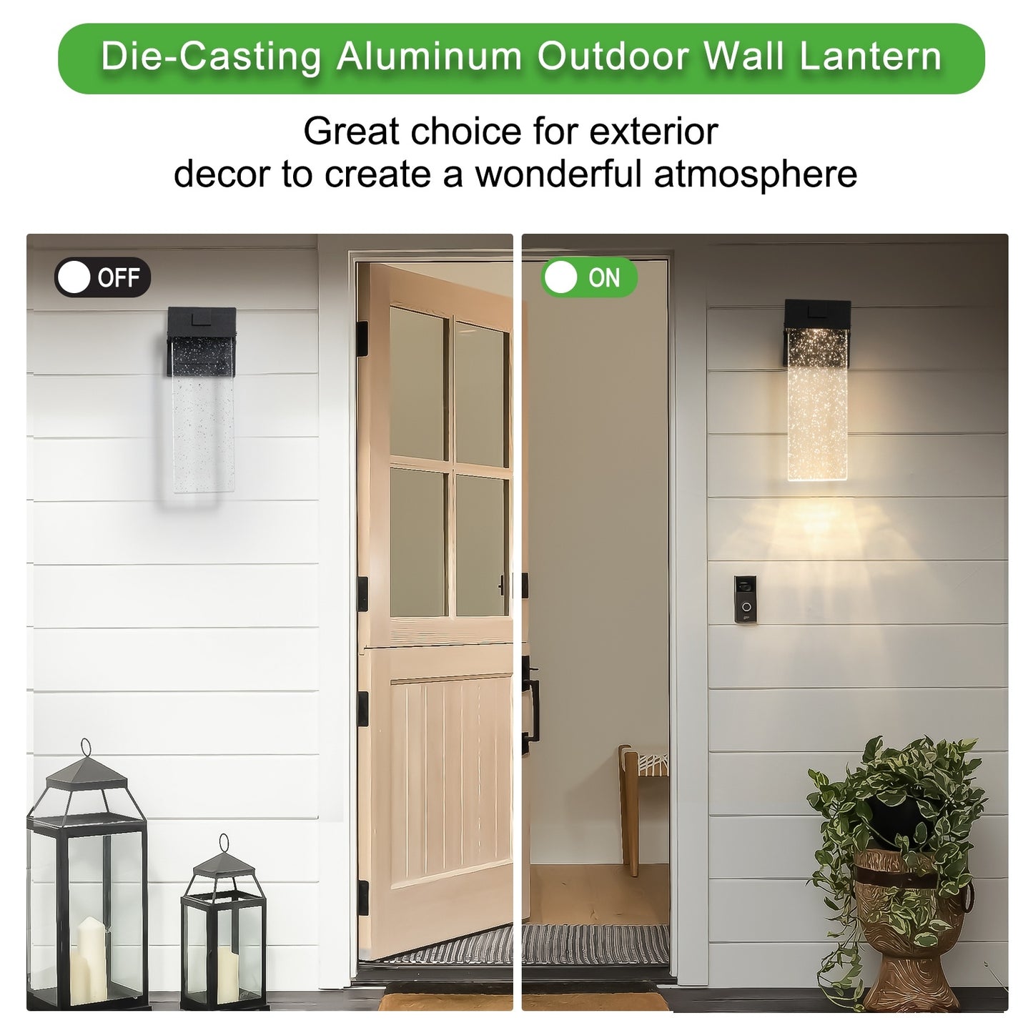 US Local Outdoor Waterproof Transparent LED Crystal Wall Lamp  2 Packs With Light Sense