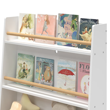 US Local Kids Bookshelf & Magazine Rack - Toy Storage Cabinet Organizer, White