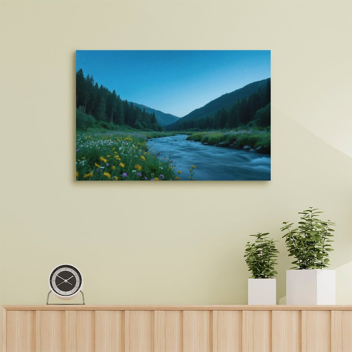 Decorative Interior Frame Painting Mountain-river-starry-summer-4