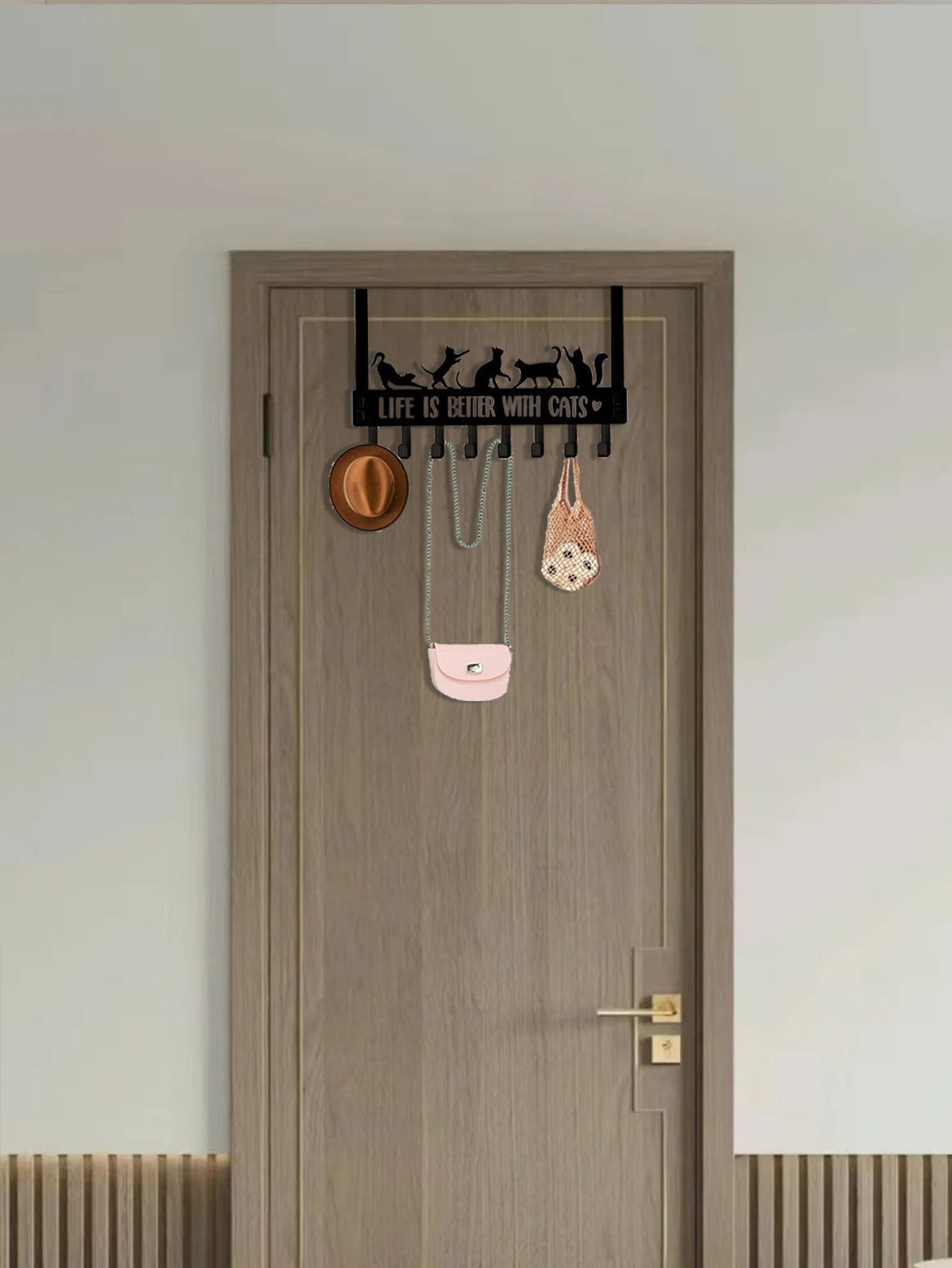 US Local Over-The-Door Cat Organizer,8 Multi-Purpose Hooks For Wall Or Door, Home Storage