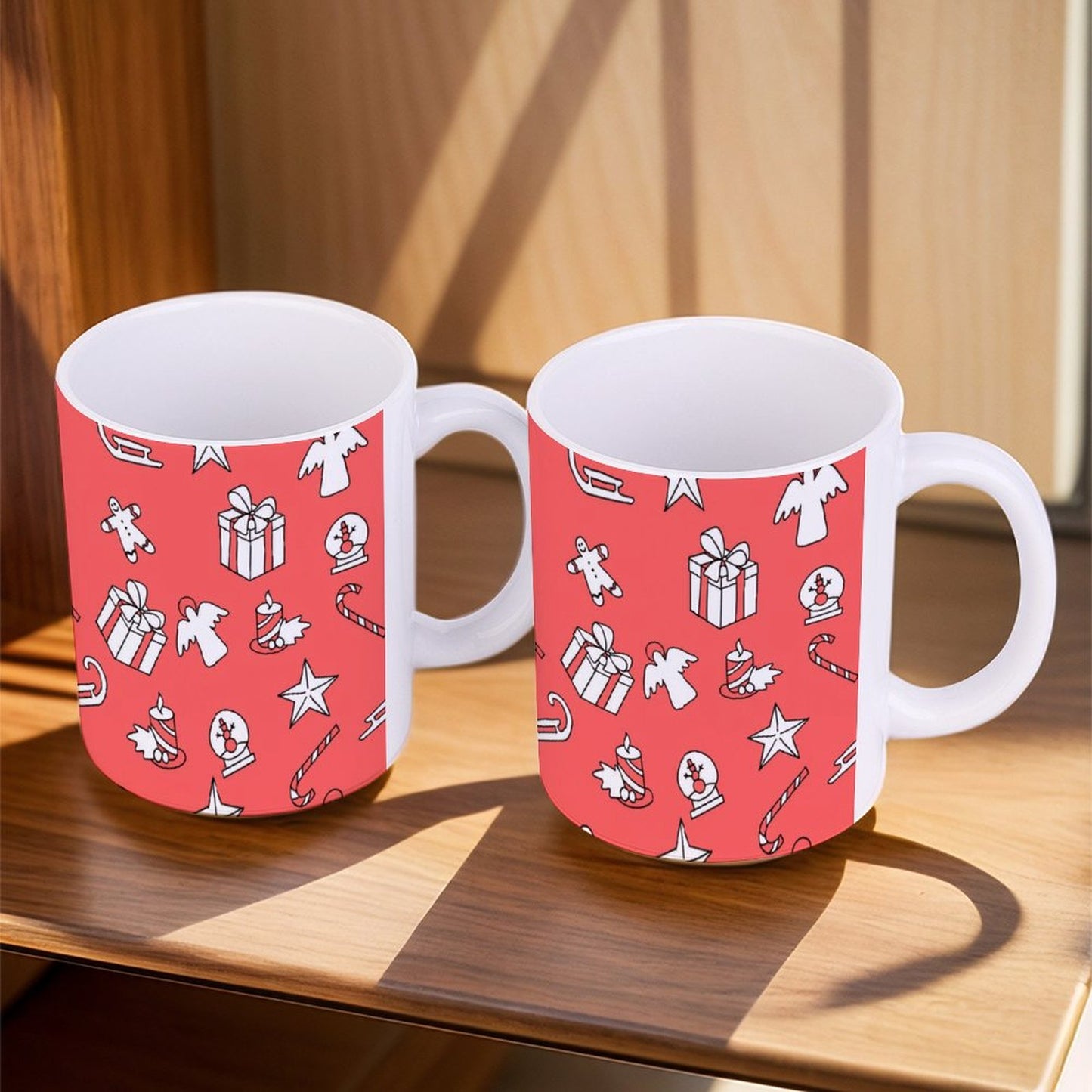POD US Local White mug with full print, Christmas Pink 0025
