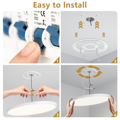 US Local 6PK 12 In. LED Flush Mount Ceiling Light Fixture - 2880 Lumens, 5 CCT 2700K-3500K-40000K-5000K-6500K, Round Color Selectable Panel Light, Dimmable, Suitable For Bathroom Or Shower