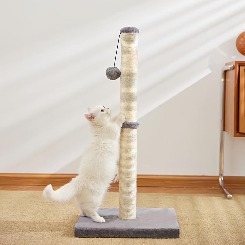 US Local Durable Sisal Rope With Hanging Ball Toy Cat Scratching Post Indoor Space Saving Stable Base Promote Cat Claw Health And Fun Exercise