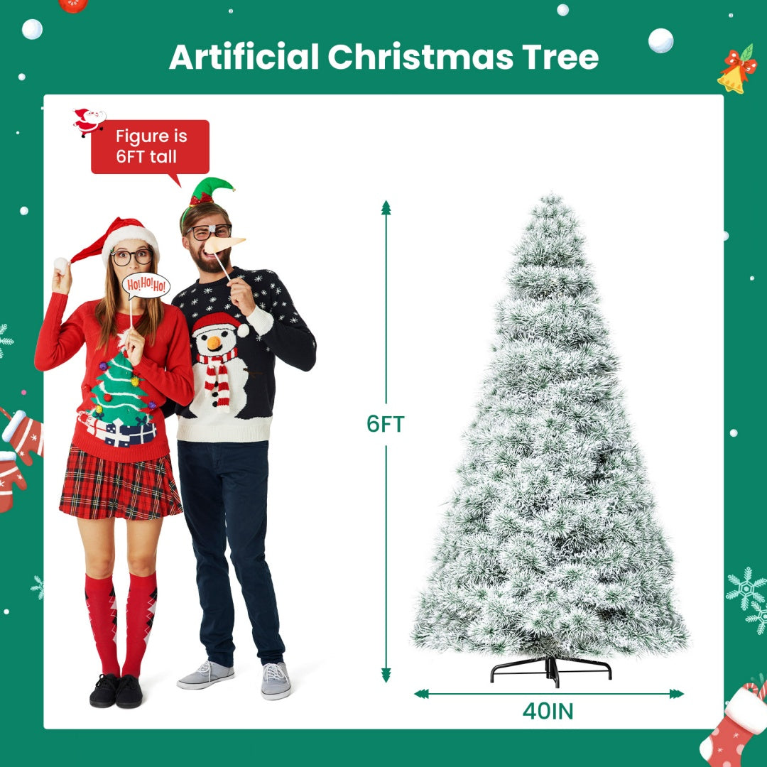 US Local Pre-lit Artificial Christmas Tree, Prelighted Green Artificial Hinged Spruce Xmas Tree With 347 Branch Tips, 120 Incandescent Lights