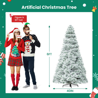 US Local Pre-lit Artificial Christmas Tree, Prelighted Green Artificial Hinged Spruce Xmas Tree With 347 Branch Tips, 120 Incandescent Lights