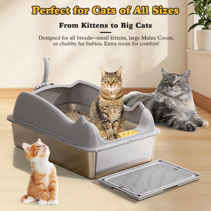 US Local Large Stainless Steel Cat Litter Box