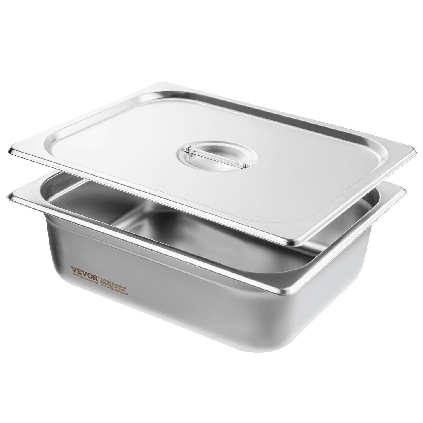 US Local 8 Pack Hotel Pans, Anti-Jam Steam Pan With Lid, 0.8mm Thick Stainless Steel Steam Table Pan, 4-Inch Deep Commercial Table Pan, Catering Storage Food Pan, For Industrial & Scientific