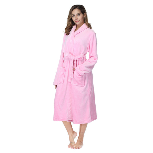 US Local RONGTAI Womens Bathrobe Ladies Fleece Plush Warm Long Robes Fleece Nightgown Sleepwear