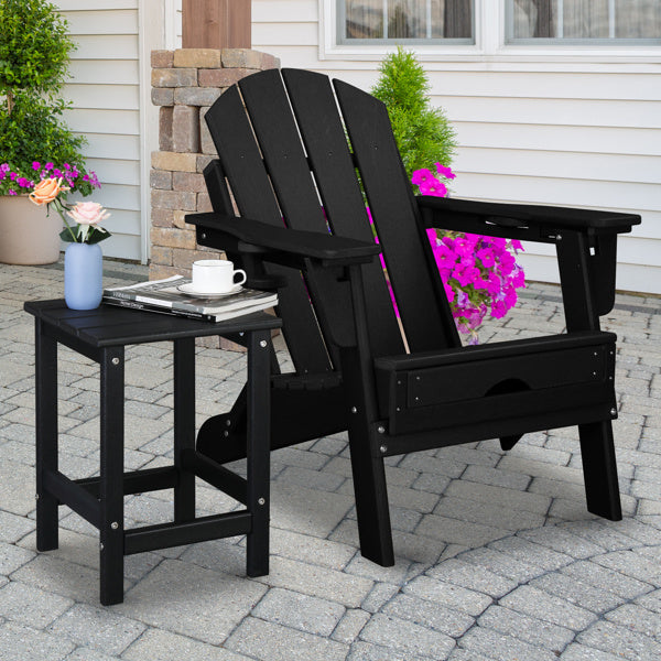 US Local 38x38x45.5cm Single Layer Square Black HDPE Side Table