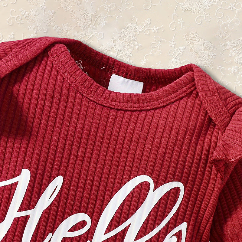 US Local Newborn Baby Girl 'Hello I'm New Here' Romper Set Includes Floral Pants, Hat, Headband, & Coming Home Outfit