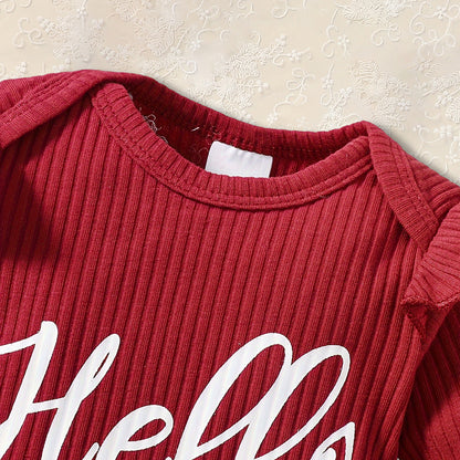 US Local Newborn Baby Girl 'Hello I'm New Here' Romper Set Includes Floral Pants, Hat, Headband, & Coming Home Outfit