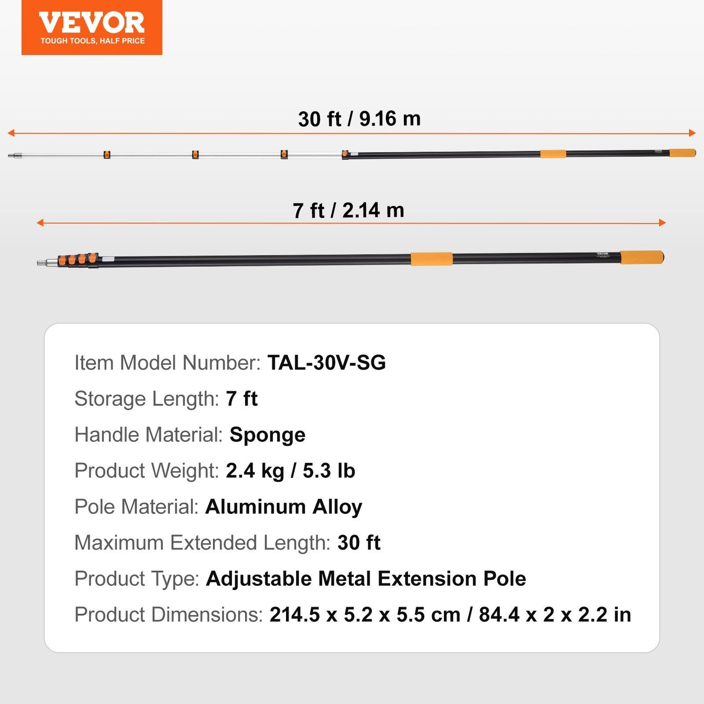 US Local Telescoping Extension Pole 7 To 30 FT Multi-Purpose For Painting Dusting