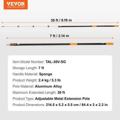 US Local Telescoping Extension Pole 7 To 30 FT Multi-Purpose For Painting Dusting