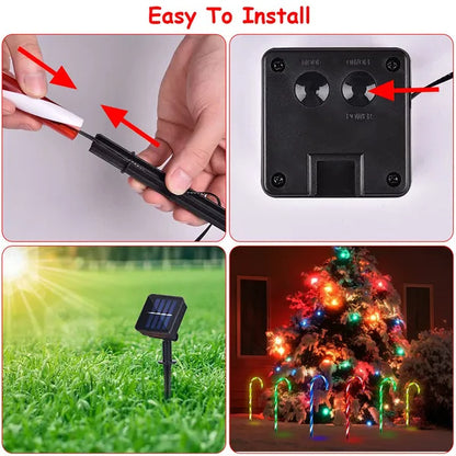US Local Solar Christmas Candy Cane Light IP55 Waterproof Stake Light