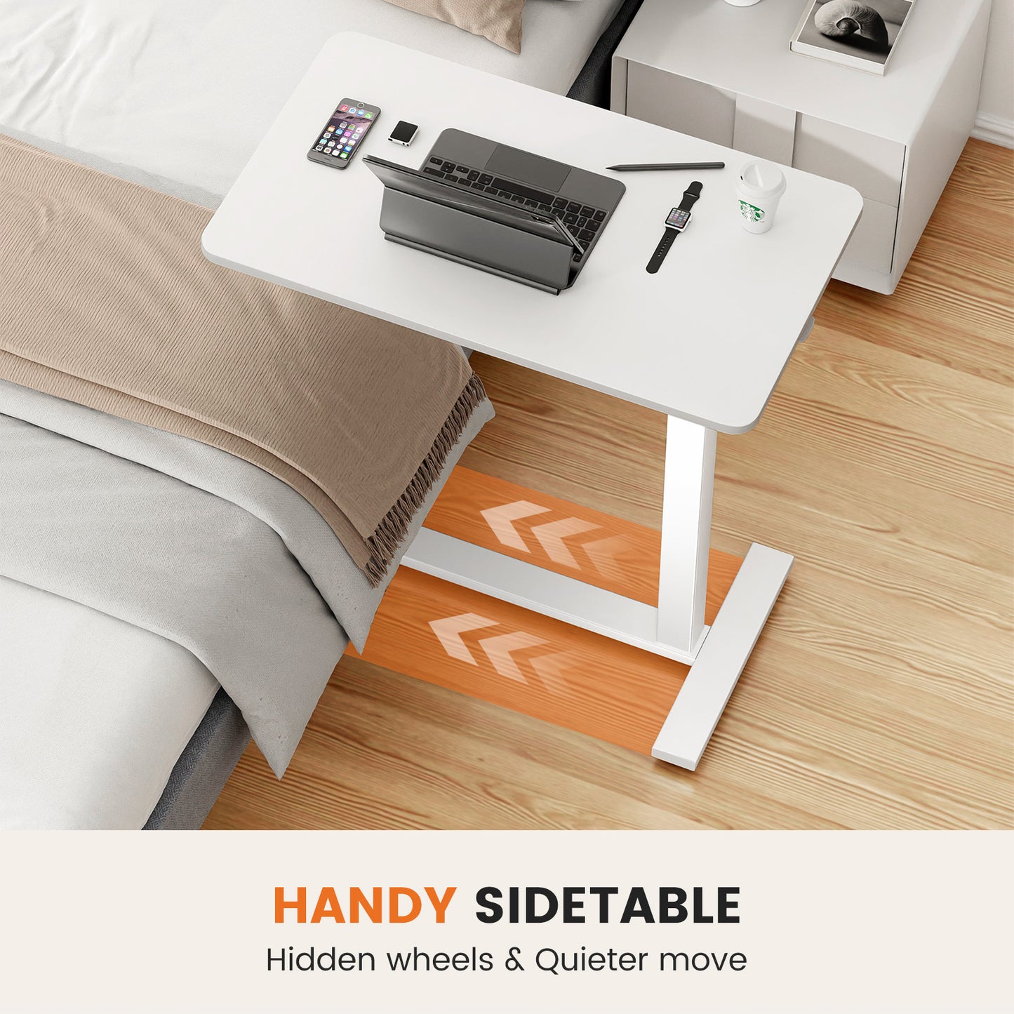 US Local Adjustable Mobile Bed Table, Computer Desk, Mobile Standing Table