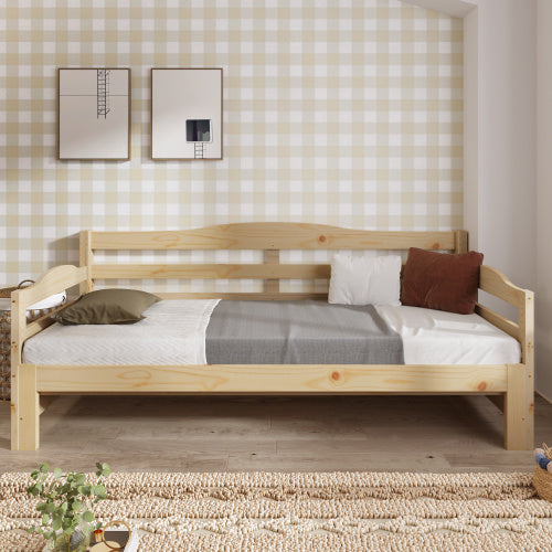 UK Local Daybed Cabin Bed SIngle Guest Bed Sofa Bed, Pull Out Trundle For Living Room And Bedroom - 3 FT 90 X190 Cm -Natural