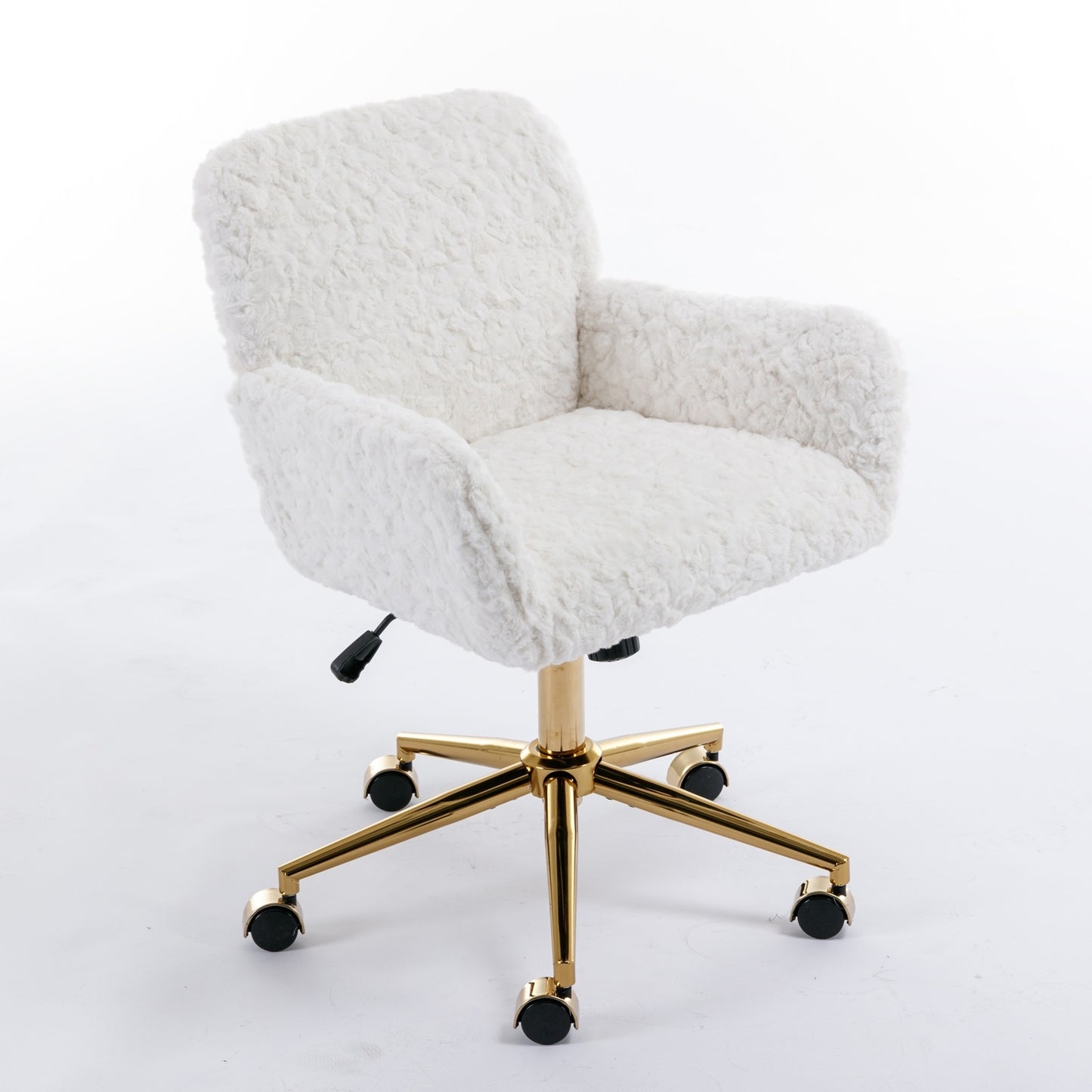 US Local A&A Furniture Rabbit Hair Office Chair With Golden Base, Adjustable