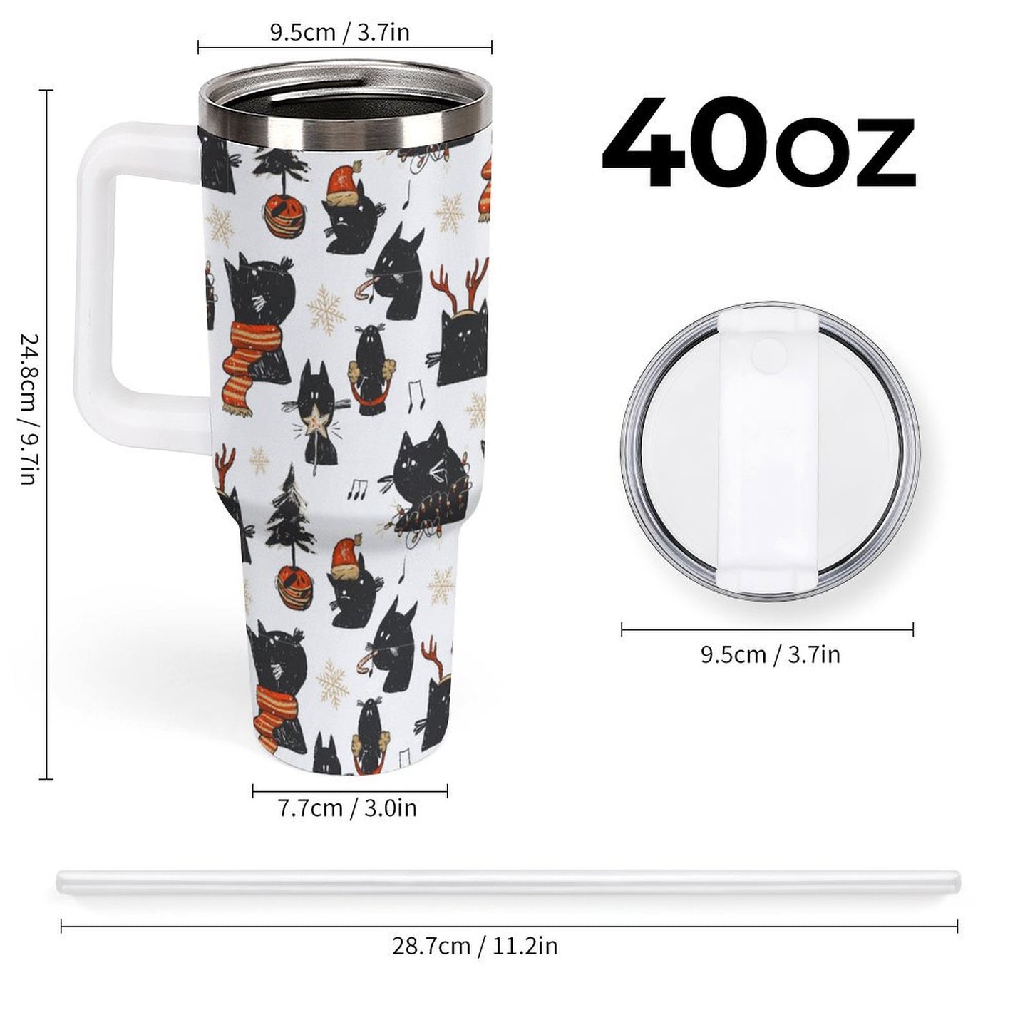 PHDT00331 POD US Local Tumbler 40 oz Large Capacity Car Cup Christmas, Black Cat
