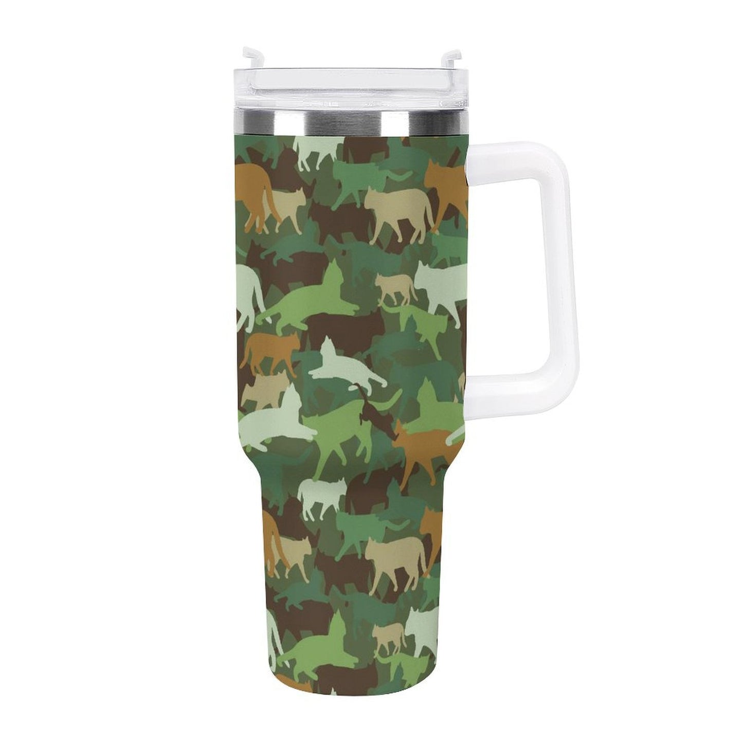 PHDT00239 POD US Local Tumbler 40 oz Large Capacity Car Cup Camouflage Cat Animal