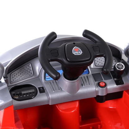 US Local 6V Electric Ride-On Fire Truck Vehicle for Kids with Remote Control Music Lights and Ladder