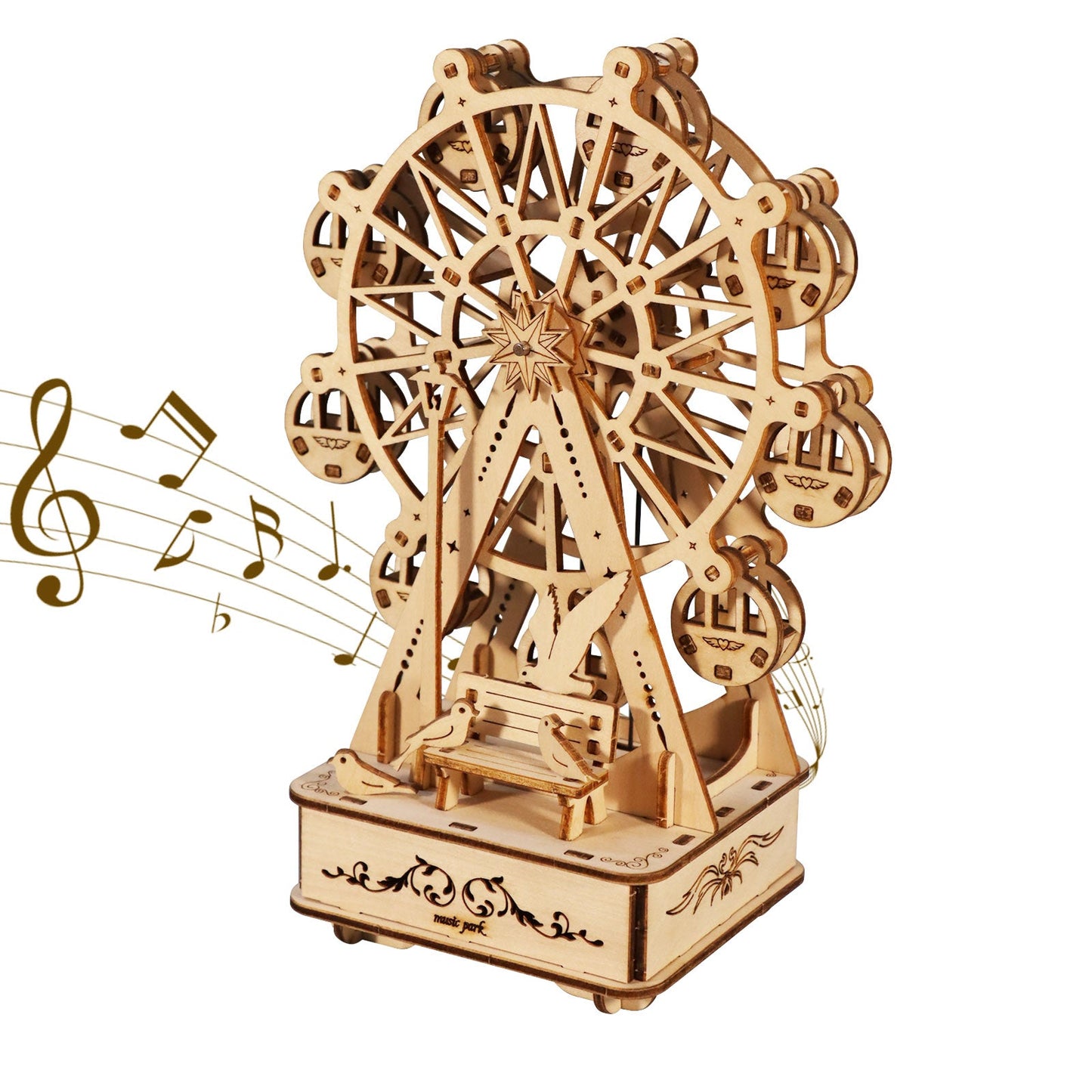 US Local MUSIC PARK 3D Wooden Puzzles Music Box Ferris Wheel DIY Crafts Handmade Model Kits For Women Birthday Gifts