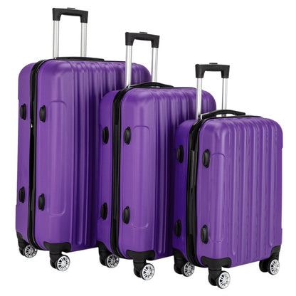 US Local Vertical 3-in-1 Spinner Wheel With Handle Trolley Case 20in 24in 28in ABS Aluminum Alloy Trolley Classic Color - Purple