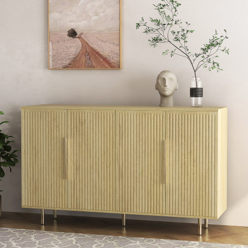 US Local Wood Modern Buffet Cabinet With Storage, Fluted Sideboard Large Buffet With Adjustable Shelves, Credenza, Accent Cabinet Console Table