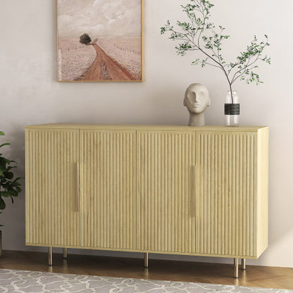 US Local Wood Modern Buffet Cabinet With Storage, Fluted Sideboard Large Buffet With Adjustable Shelves, Credenza, Accent Cabinet Console Table