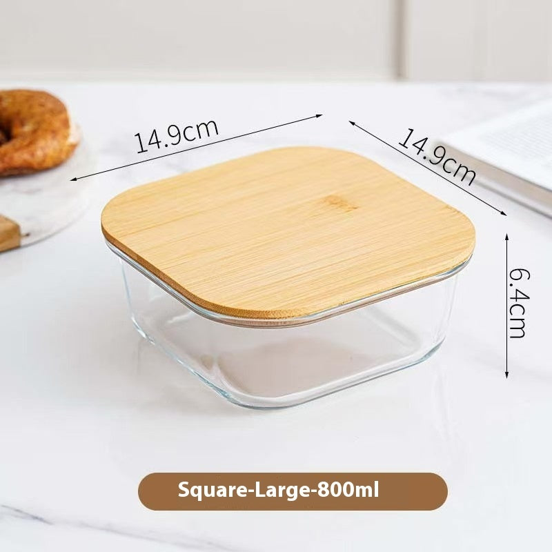 Round Glass Lunch Box Microwave Oven Heating Oven Special Use