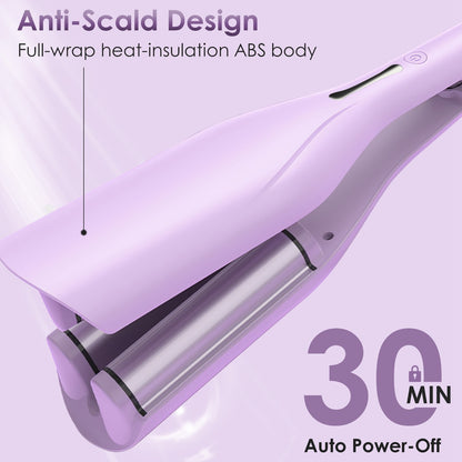 US Local 1Pc Hair Iron Curling Waver With Ceramic 1.41inch Barrel Ions Deep Hair Curler Dual Voltage Anti Scald Hair Curling Wand Hair Crimper With 5 Temperature Auto Off 30S Fast Heating