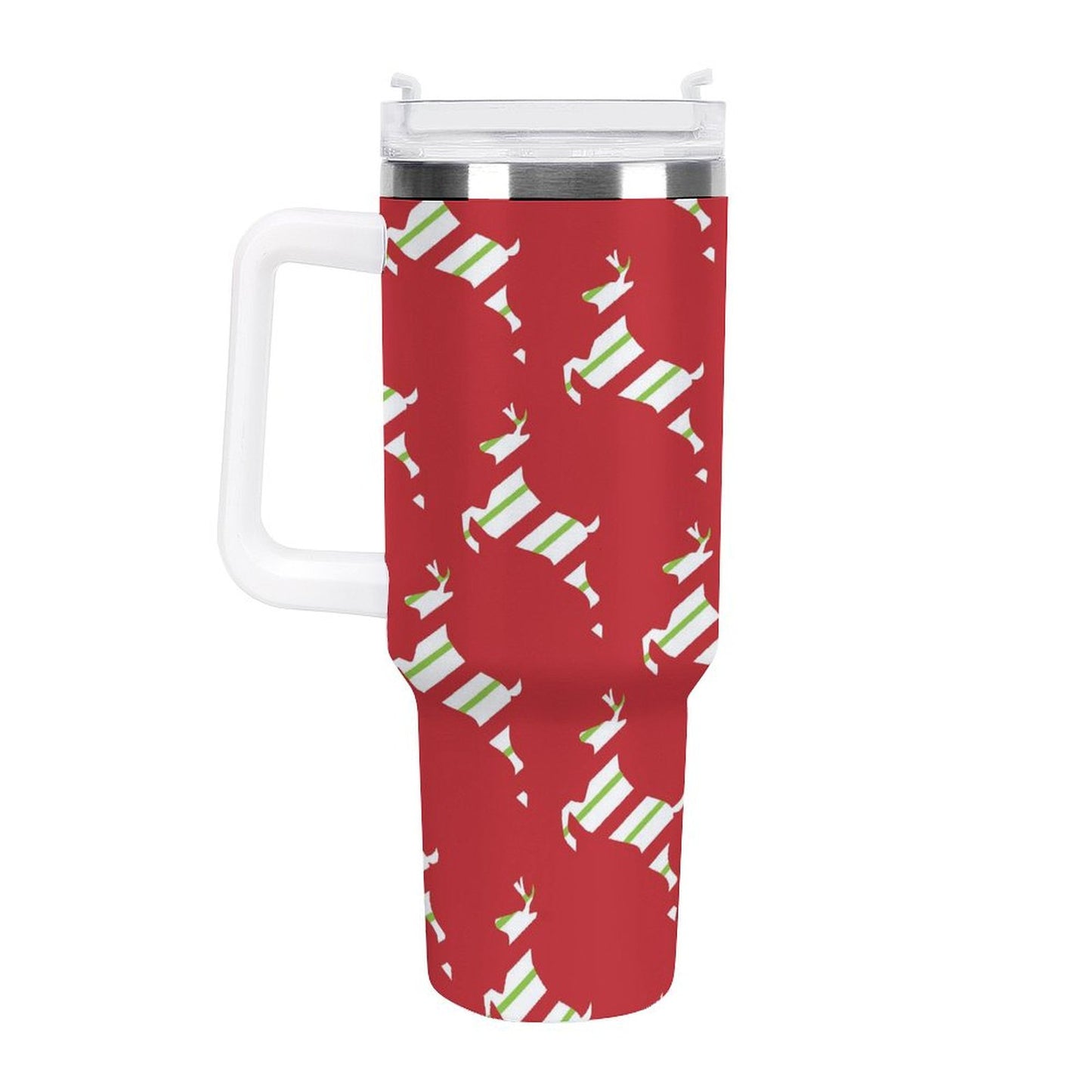 PHDT00074 POD US Local Tumbler 40 oz Large Capacity Car Cup Christmas, Elk, Streamers, Red
