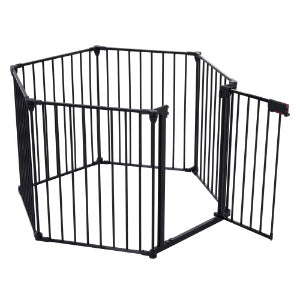 US Local 150 Adjustable Safety Gate 6 Panels Play Yard Metal Doorways Fireplace Fence Christmas Tree Fence Gate For House Stairs Gate Prohibited Area Fence