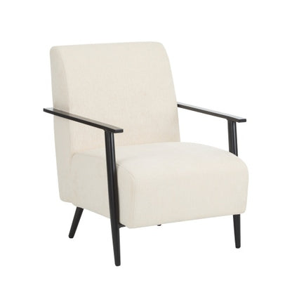 US Local 26.38 Modern Beige Lounge Chair With Polyester Upholstery And Sturdy Metal Frame, Ideal For Living Room, Bedroom, Or Office